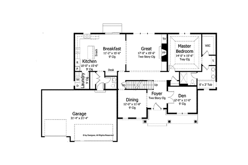 Home Plan - Floor Plan - Main Floor for Colonial House Plan #51-1037 - 4 bed, 2.5 bath