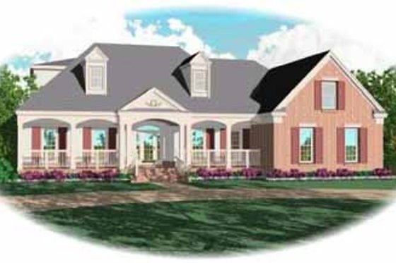 Exterior - Front Elevation for Southern House Plan #81-326 - 4 bed, 3.5 bath