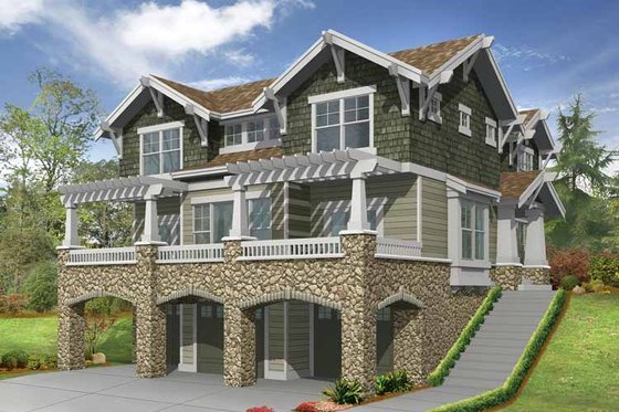 Exterior - Front Elevation 3 for Craftsman House Plan #132-311 - 3 bed, 2.5 bath