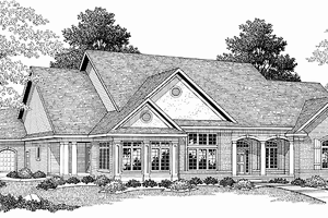 Exterior - Front Elevation 3 for Ranch House Plan #70-1350 - 4 bed, 3.5 bath