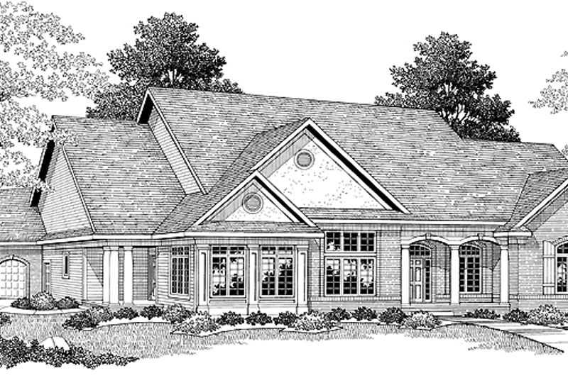 Architectural House Design - Exterior - Front Elevation 3 for Ranch House Plan #70-1350 - 4 bed, 3.5 bath