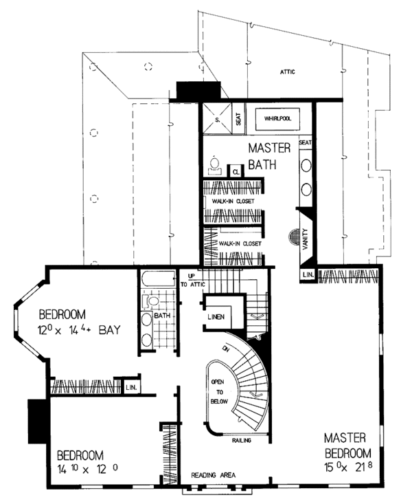 House Blueprint - Classical Floor Plan - Upper Floor Plan #72-971