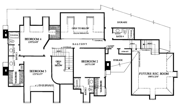 Architectural House Design - Classical Floor Plan - Upper Floor Plan #137-299