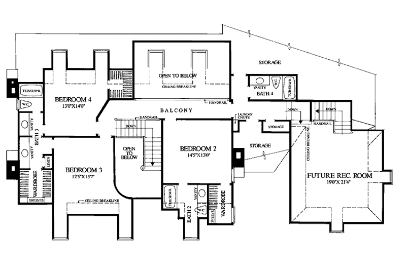 Home Plan - Floor Plan - Upper Floor for Classical House Plan #137-299 - 4 bed, 4.5 bath