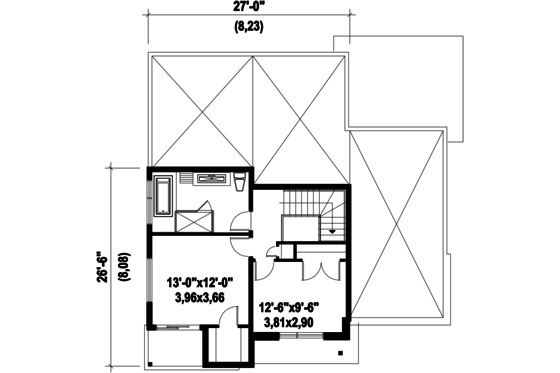 Floor Plan - Upper Floor for Modern House Plan #25-4608 - 2 bed, 1 bath