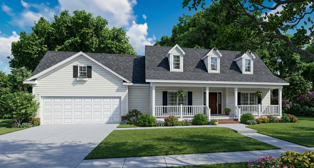Exterior - Front Elevation 2 for Traditional House Plan #17-1160 - 3 bed, 2 bath