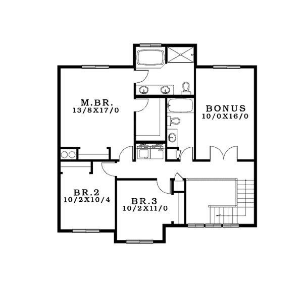 Craftsman Floor Plan - Upper Floor Plan #943-35