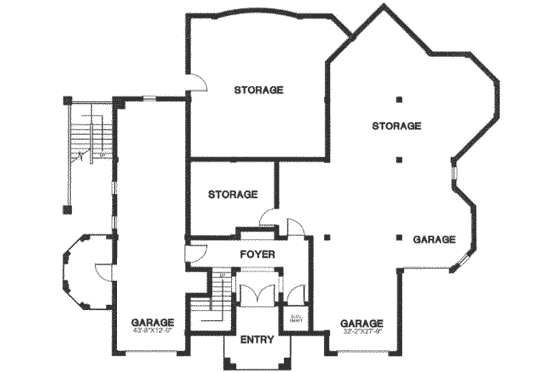 Floor Plan - Lower Floor for European House Plan #115-180 - 3 bed, 6.5 bath