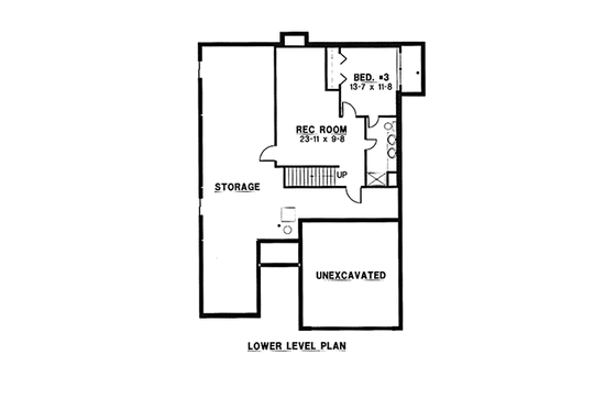 Floor Plan - Lower Floor for Traditional House Plan #67-131 - 3 bed, 3 bath