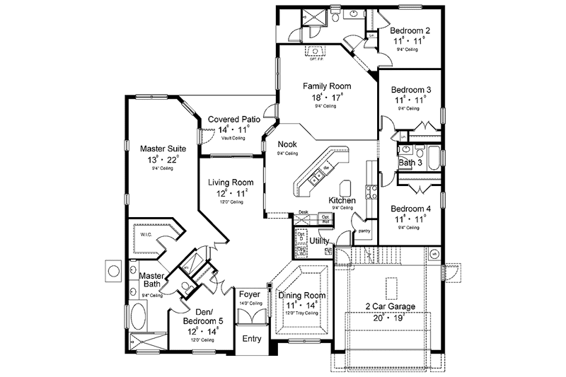 Architectural House Design - Floor Plan - Main Floor for Mediterranean House Plan #1015-17 - 5 bed, 3 bath