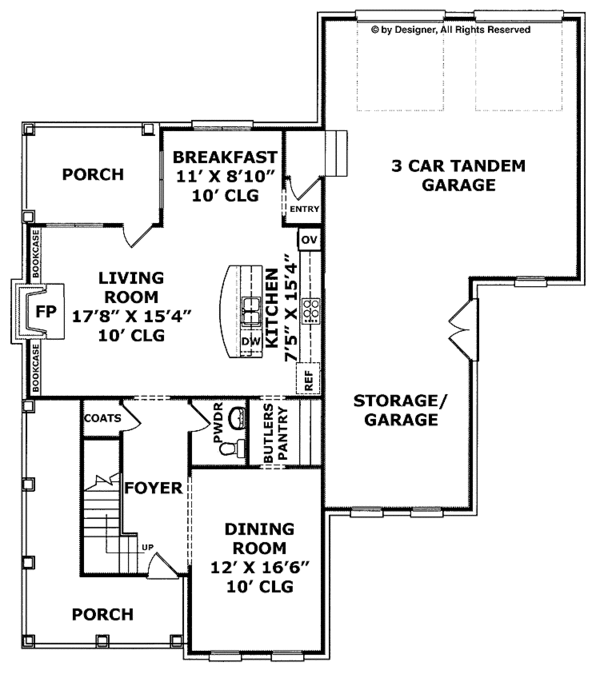 House Plan Design - Colonial Floor Plan - Main Floor Plan #952-198
