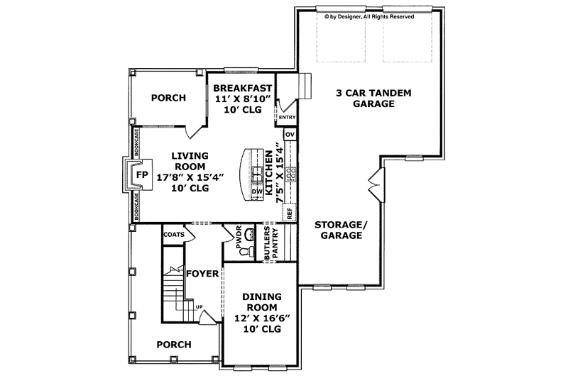 Dream House Plan - Floor Plan - Main Floor for Colonial House Plan #952-198 - 3 bed, 2.5 bath