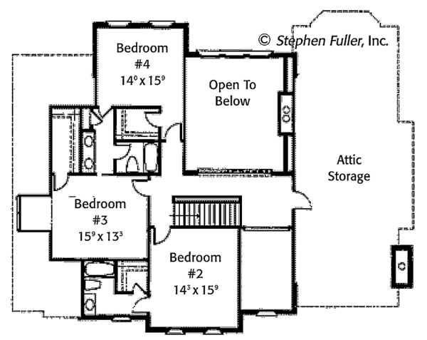 Architectural House Design - Colonial Floor Plan - Upper Floor Plan #429-417