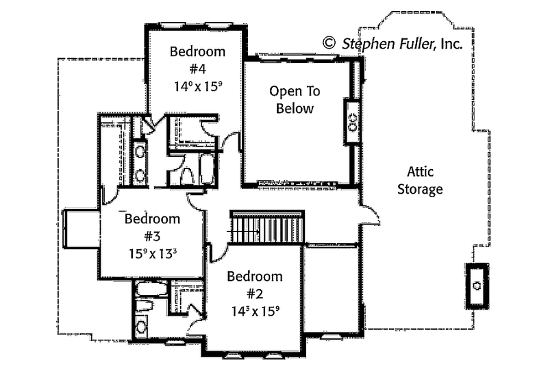Home Plan - Floor Plan - Upper Floor for Colonial House Plan #429-417 - 4 bed, 3.5 bath