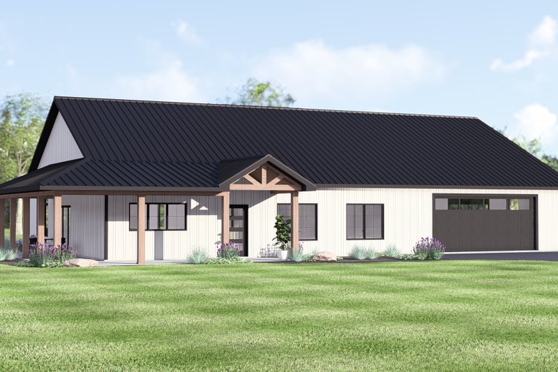 House Blueprint - Barndominium Exterior - Front Elevation Plan #1064-439