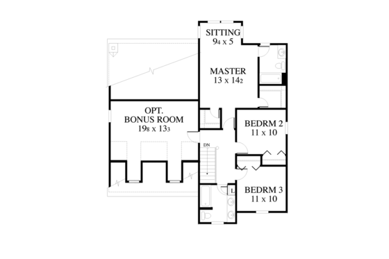 Floor Plan - Upper Floor for Country House Plan #1053-24 - 3 bed, 2.5 bath
