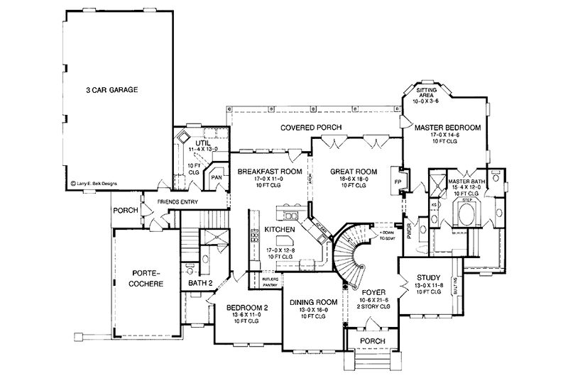 Architectural House Design - Floor Plan - Main Floor for Country House Plan #952-283 - 4 bed, 4.5 bath