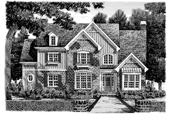 Exterior - Front Elevation 3 for European House Plan #927-861 - 5 bed, 4 bath