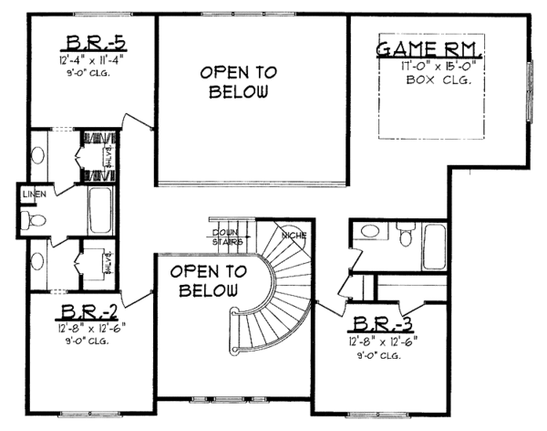 House Design - Country Floor Plan - Upper Floor Plan #62-153