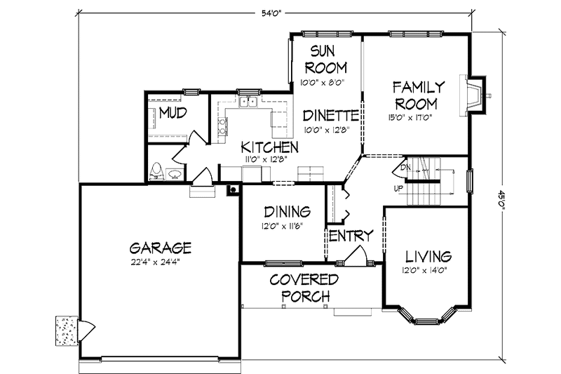 Home Plan - Floor Plan - Main Floor for Country House Plan #320-1457 - 4 bed, 2.5 bath