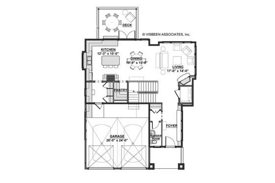 Floor Plan - Main Floor for Craftsman House Plan #928-268 - 3 bed, 3.5 bath