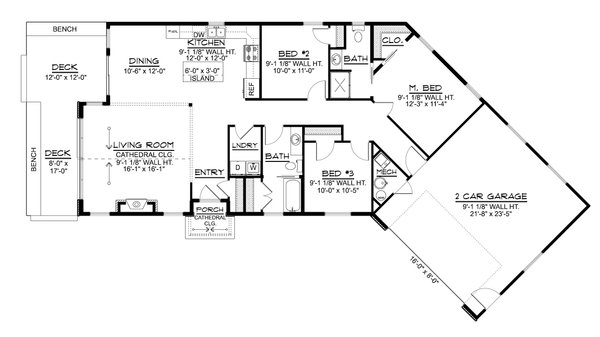 Architectural House Design - Floor Plan - Main Floor for Country House Plan #1064-475 - 3 bed, 2 bath