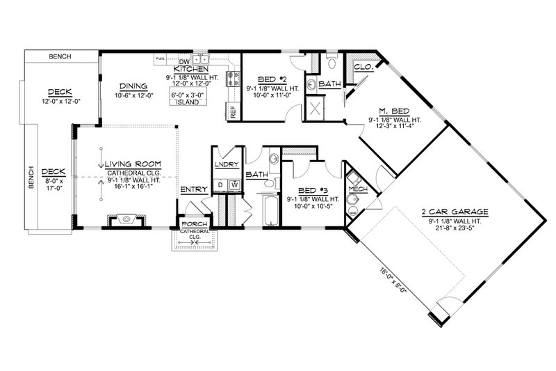 Architectural House Design - Floor Plan - Main Floor for Country House Plan #1064-475 - 3 bed, 2 bath