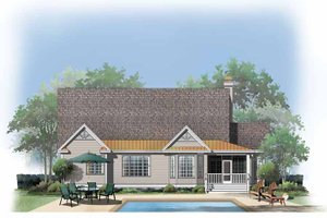 Exterior - Rear Elevation for Country House Plan #929-735 - 3 bed, 2 bath
