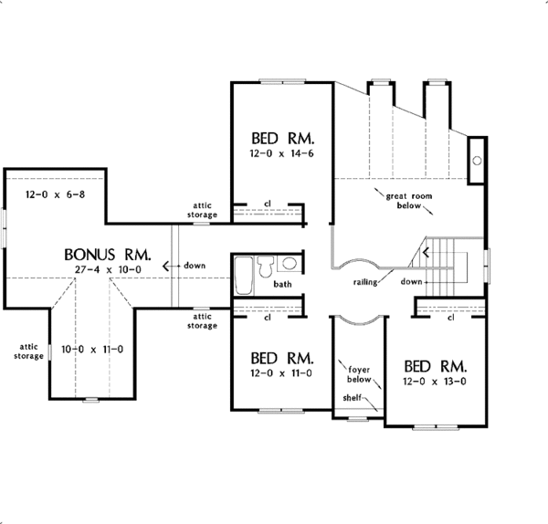 House Plan Design - Country Floor Plan - Upper Floor Plan #929-599