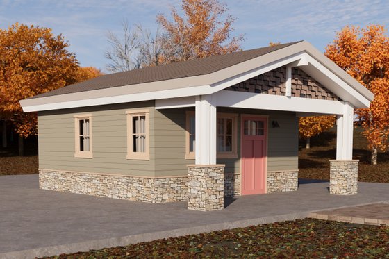 Exterior - Front Elevation 3 for Craftsman House Plan #1106-185, 1 bath