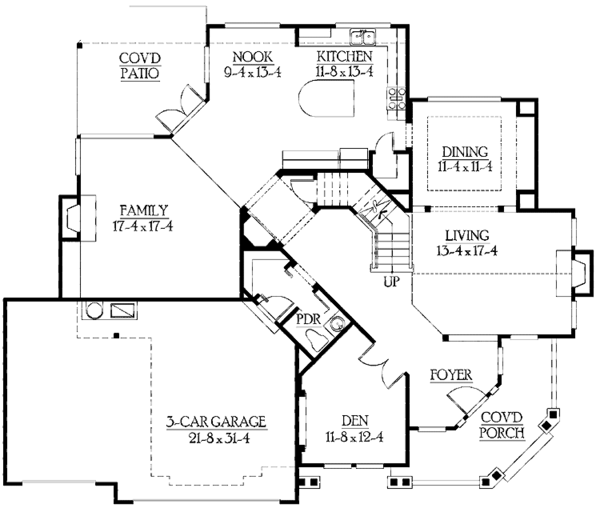 Architectural House Design - Craftsman Floor Plan - Main Floor Plan #132-392