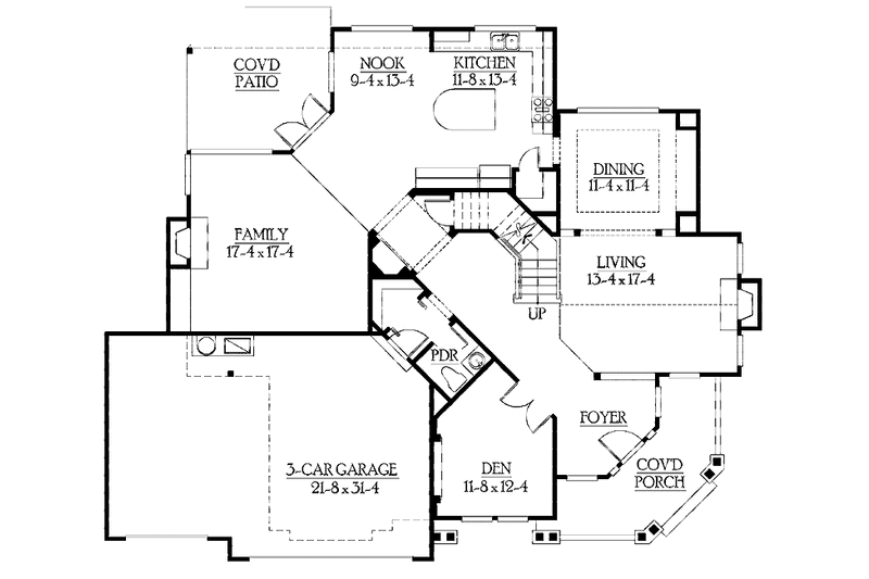 Home Plan - Floor Plan - Main Floor for Craftsman House Plan #132-392 - 5 bed, 3.5 bath