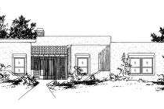 Exterior - Front Elevation for Adobe / Southwestern House Plan #24-231 - 4 bed, 4.5 bath