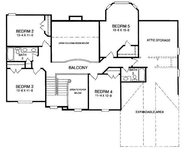 Dream House Plan - Country Floor Plan - Upper Floor Plan #952-41