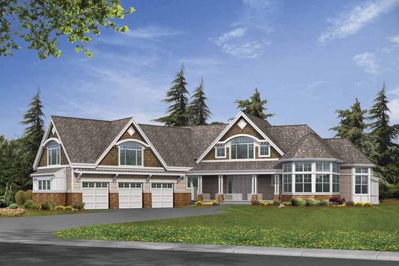 Exterior - Front Elevation 3 for Craftsman House Plan #132-519 - 4 bed, 4.5 bath