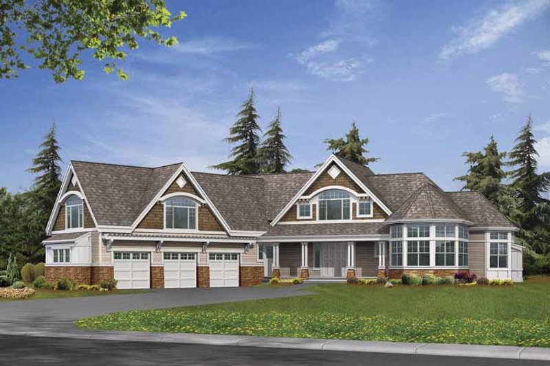 House Blueprint - Exterior - Front Elevation 3 for Craftsman House Plan #132-519 - 4 bed, 4.5 bath