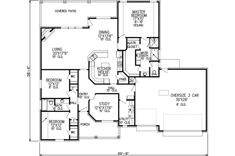 Traditional Style House Plan - 3 Beds 2 Baths 2159 Sq/Ft Plan #65-518 ...