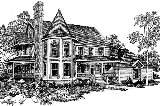 Exterior - Front Elevation 3 for Victorian House Plan #72-802 - 4 bed, 3.5 bath