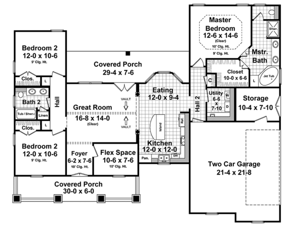 Home Plan - Ranch Floor Plan - Main Floor Plan #21-435