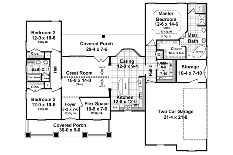 Home Plan - Floor Plan - Main Floor for Ranch House Plan #21-435 - 3 bed, 2 bath
