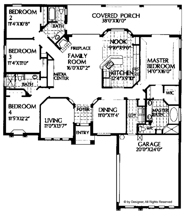 House Design - Traditional Floor Plan - Main Floor Plan #999-10