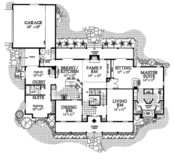House Blueprint - Country Floor Plan - Main Floor Plan #72-1007