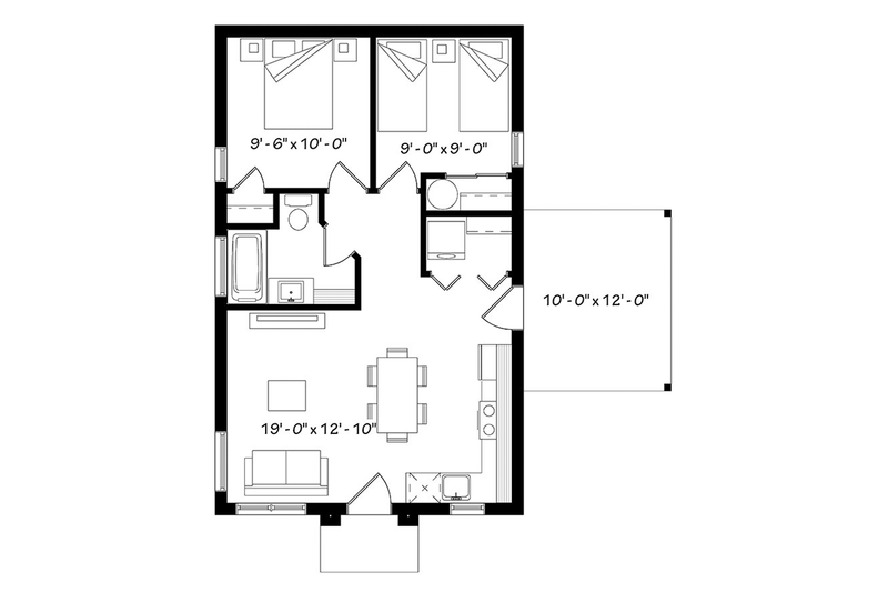 Dream House Plan - Floor Plan - Main Floor for Ranch House Plan #23-2606 - 2 bed, 1 bath