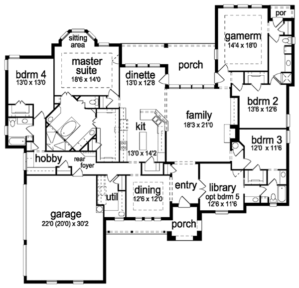 House Plan Design - Tudor Floor Plan - Main Floor Plan #84-737