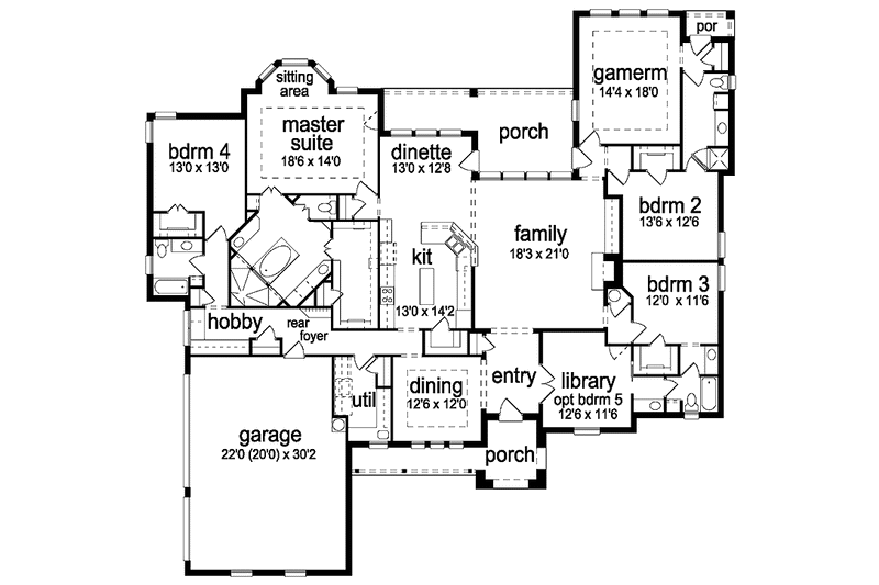 Home Plan - Floor Plan - Main Floor for Tudor House Plan #84-737 - 4 bed, 4 bath