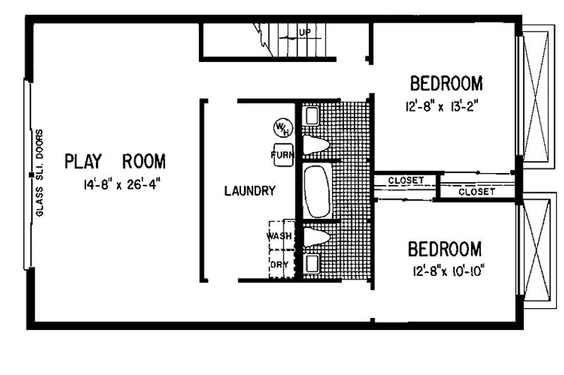Home Plan - Floor Plan - Lower Floor for Contemporary House Plan #72-1056 - 4 bed, 2 bath