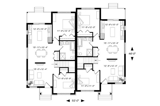Floor Plan - Main Floor for Contemporary House Plan #23-2720 - 2 bed, 1 bath