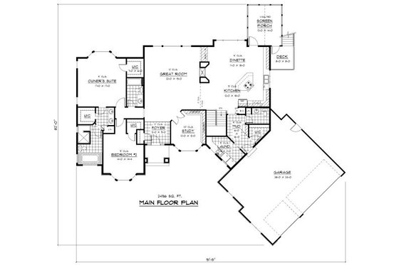 Floor Plan - Main Floor for European House Plan #51-327 - 4 bed, 3.5 bath