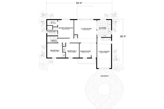 Floor Plan - Main Floor for Mediterranean House Plan #420-106 - 3 bed, 2 bath