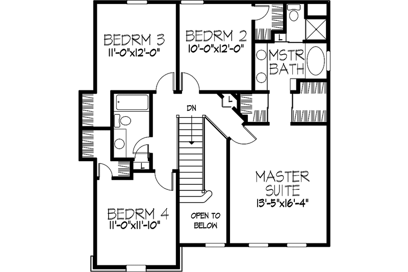 Home Plan - Floor Plan - Upper Floor for Country House Plan #320-1422 - 4 bed, 2.5 bath